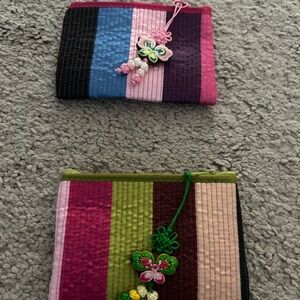 Korean Vintage Saekdong Card & Coin Pouch – Embroidered Butterfly Charm